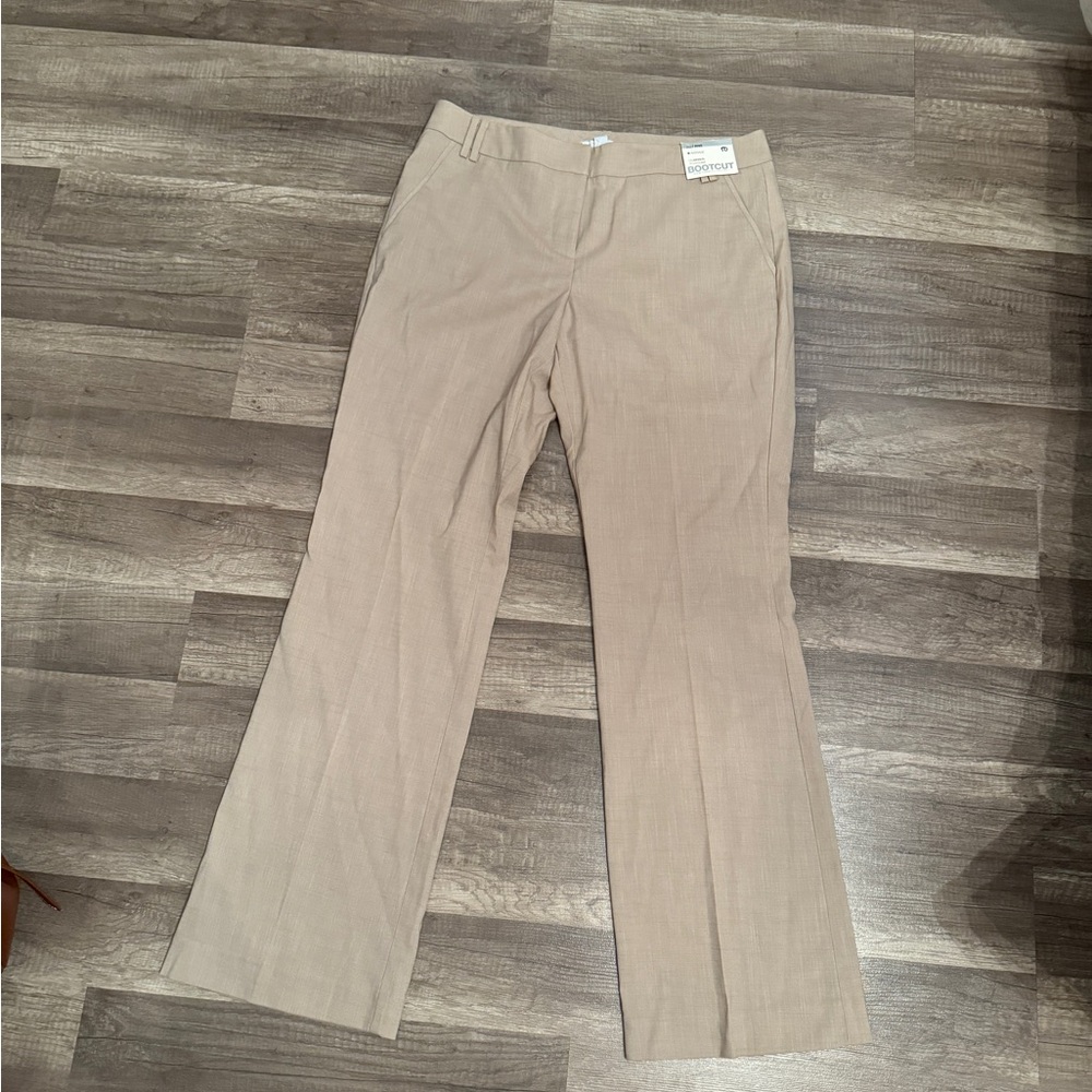 New York & Company Wide Leg Bootcut Pants Beige US 10
